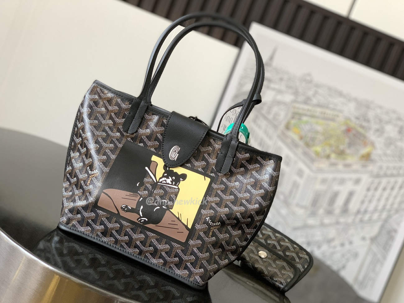 Goyard Anjou Mini Tote Bag Blacknatural Black Grey Navy White Green Yellow (2) - newkick.app